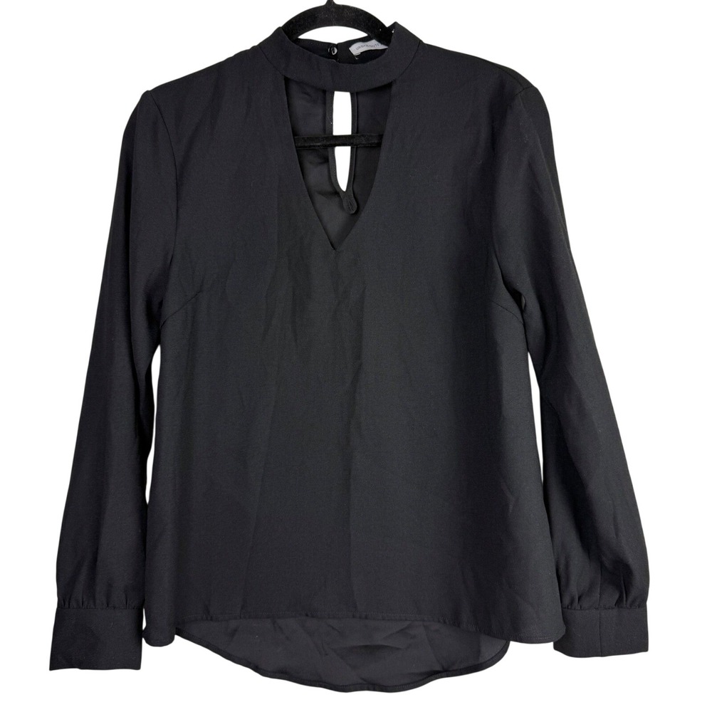 Urban Outfitters Black Choker Blouse V-Cutout Long Sleeve Grunge‎ Whimsigoth S